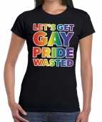Lets get gay pride wasted gay pride t-shirt zwart dames