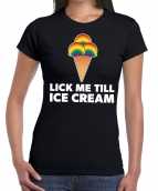 Lick me till ice cream gay pride t-shirt zwart dames