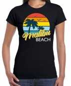 Malibu zomer t-shirt shirt malibu beach zwart dames