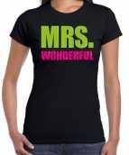 Mrs wonderful fun tekst t-shirt zwart dames