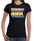 Naughty girl gay pride t-shirt zwart dames