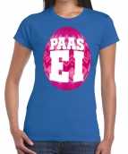 Paasei t-shirt blauw roze ei dames