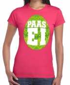 Paasei t-shirt roze groen ei dames
