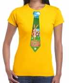 Paashaas stropdas vrolijk pasen t-shirt geel dames