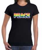 Peace gay pride t-shirt zwart dames