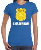 Politie embleem amsterdam carnaval verkleed t-shirt blauw dames