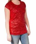 Rode glitter pailletten disco shirt dames l xl