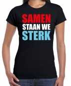 Samen staan we sterk protest t-shirt zwart dames