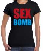 Sex bomb fun tekst t-shirt zwart dames