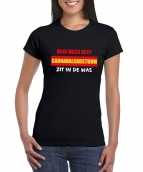 Sexy carnavalskostuum zit in de was dames t-shirt zwart
