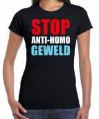 Stop anti homo geweld demonstratie protest t-shirt zwart dames