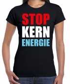 Stop kern energie demonstratie protest t-shirt zwart dames