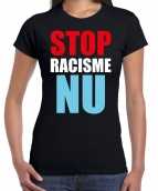 Stop racisme nu demonstratie protest t-shirt zwart dames