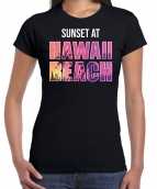 Sunset at hawaii beach t-shirt shirt zwart dames