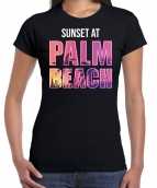 Sunset at palm beach zwart t-shirt shirt zwart dames