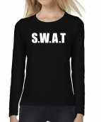 Swat tekst t-shirt long sleeve zwart dames