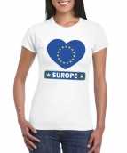 T shirt wit europa vlag in hart wit dames