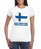 T shirt wit finland vlag in hart wit dames