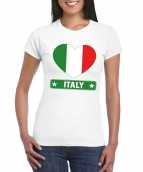 T shirt wit italie vlag in hart wit dames
