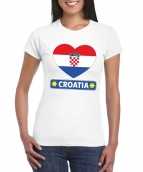 T shirt wit kroatie vlag in hart wit dames