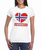 T shirt wit noorwegen vlag in hart wit dames