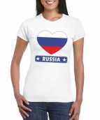 T shirt wit rusland vlag in hart wit dames