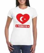 T shirt wit turkije vlag in hart wit dames