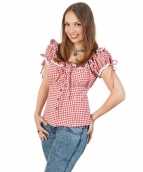 Tiroler shirt rood wit dames