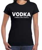 Vodka drank tekst t-shirt zwart dames