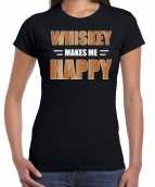 Whiskey makes me happy drank t-shirt kleding zwart dames